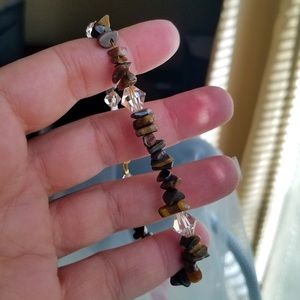 Swarovski Elements Genuine Tiger Eye & Crystal Bracelet NWT